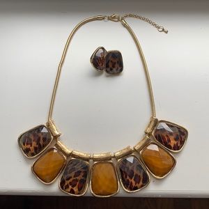Leopard necklace w/ matching earrings.